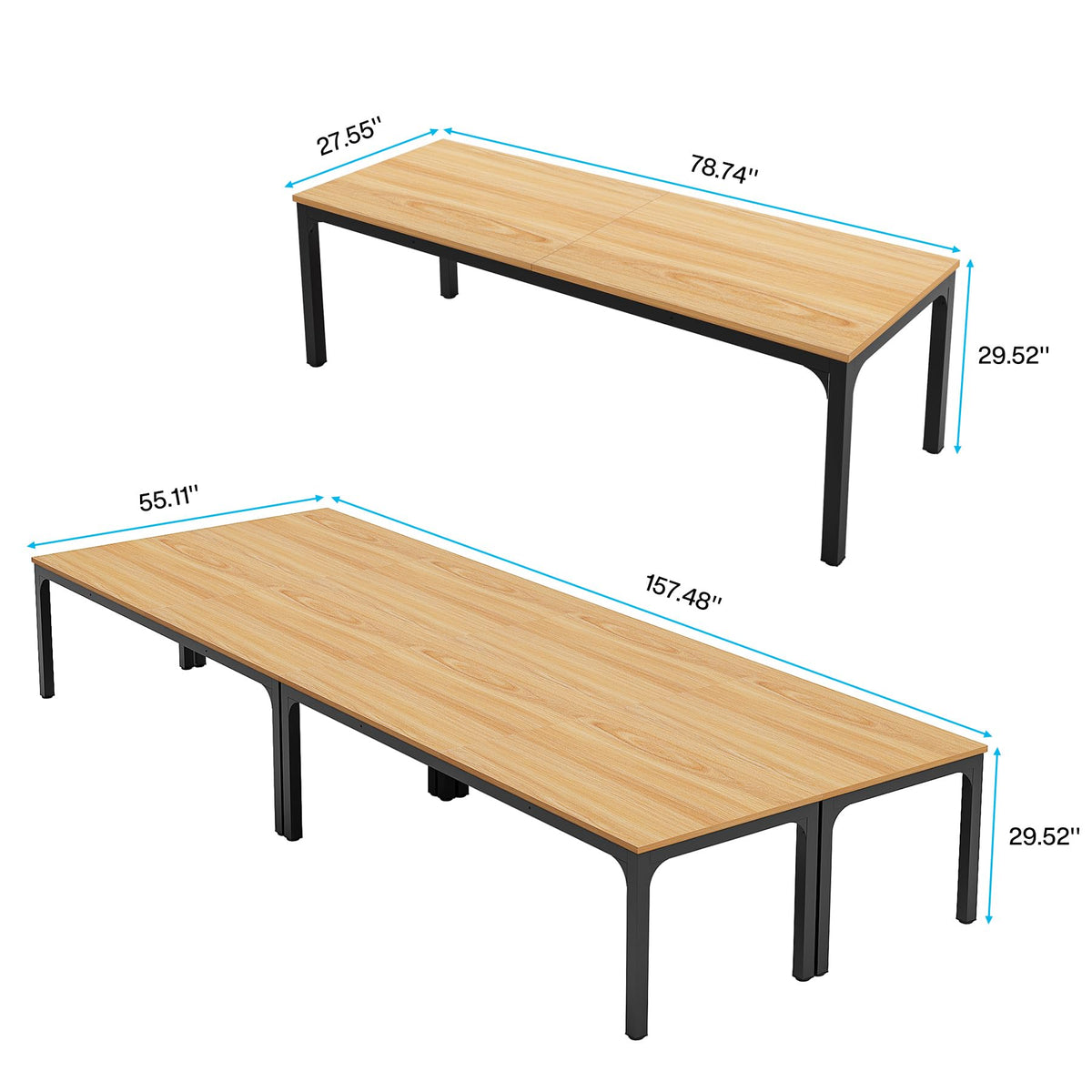 LITTLE TREE 13FT Conference Room Table, Large Rectangle Meeting Seminar Tables for 12-19 Person, Extra Long Business Tables for Office