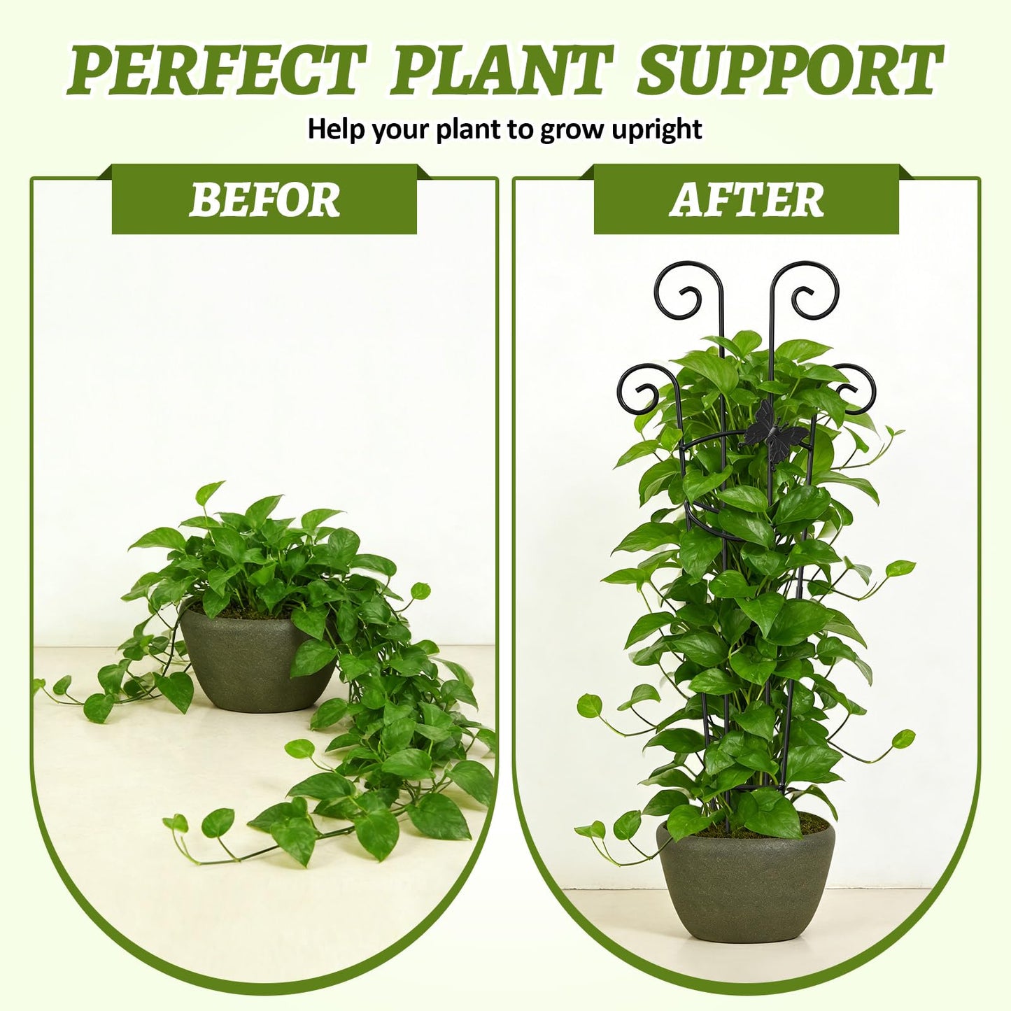 Netuaoo Plant Trellis 2 Pack Plant Trellis Indoor 29.96 in Expandable Metal Garden Trellis for Climbing Plants Sturdy Houseplant Support for Potted Plants with Ties Support for Ivy Pothos Hoya