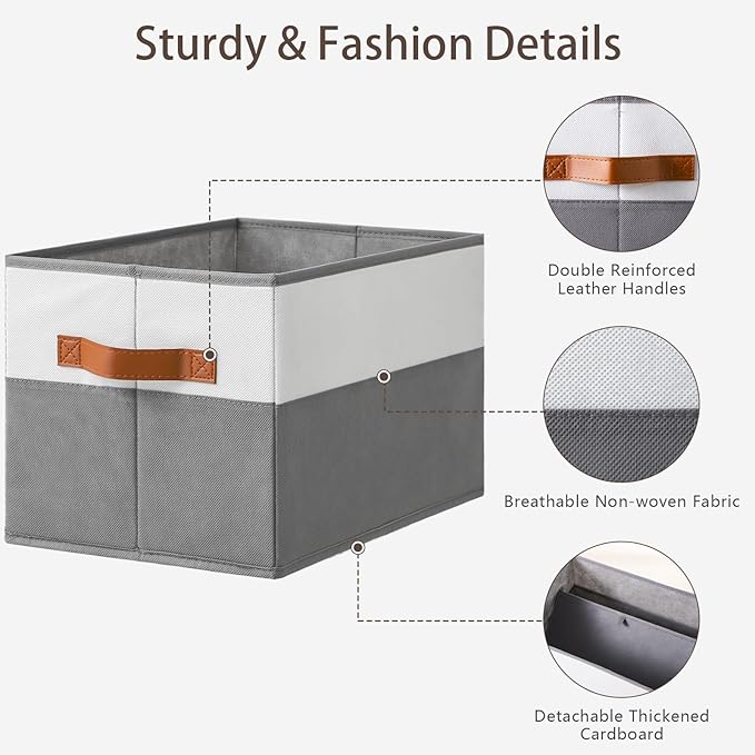 4 Pack Large Storage Bins with Handle, Collapsible Storage Basket