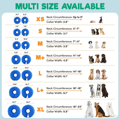 BENCMATE Protective Inflatable Collar for Dogs and Cats - Soft Pet Dog Cone Recovery Collar Does Not Block Vision E-Collar(Medium, Blue)