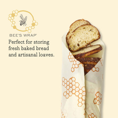 Bee's Wrap Beeswax Wraps for Food - Honeycomb Bread Wrap - Made in USA Reusable Bread Storage Bags - Organic & Eco-Friendly Alternative to Aluminum Foil, Sourdough Bags & Plastic Wrap