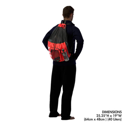 TYR Big Mesh Mummy Backpack for Wet Swimming, Gym, and Workout Gear, Blue/Yellow