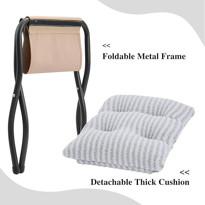 15" Folding Ottoman, Foldable Footrest Stool, Portable Small Foot Stool