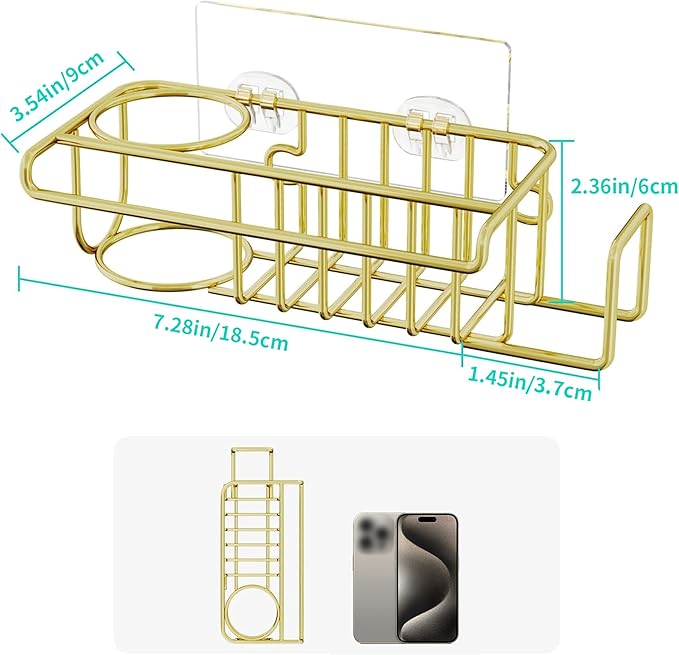HapiRm Sponge Holder for Kitchen Sink, No Drill Kitchen Sink Caddy Organizer