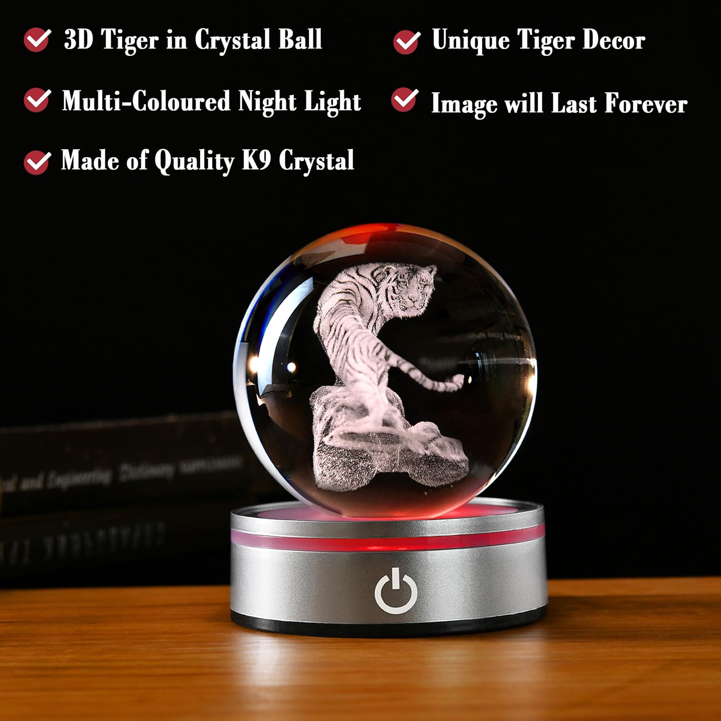 IFOLAINA Tiger Lovers Gifts for Men Women 3D Crystal Ball