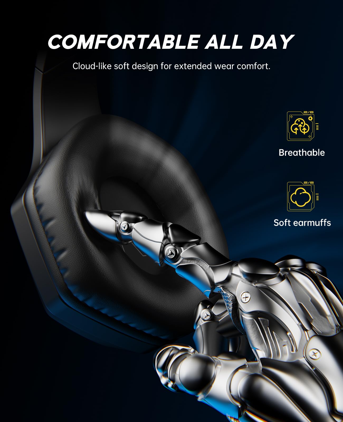 EKSA 2.4GHz Wireless Gaming Headset for PS5,PS4,PC,Switch,Mobile,Mac, Bluetooth Gaming Headphones with ENC Microphone, RGB, 20ms Latency, 120H Battery, 7.1 Surround Sound Headset, 3.5mm Audio Cable