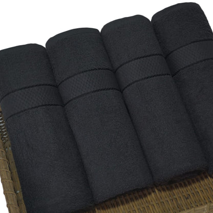 Casabella Pack of 2 Large Jumbo Bath Sheets 100% Egyptian Combed Cotton Big Beautiful Towels_Black_2pcs