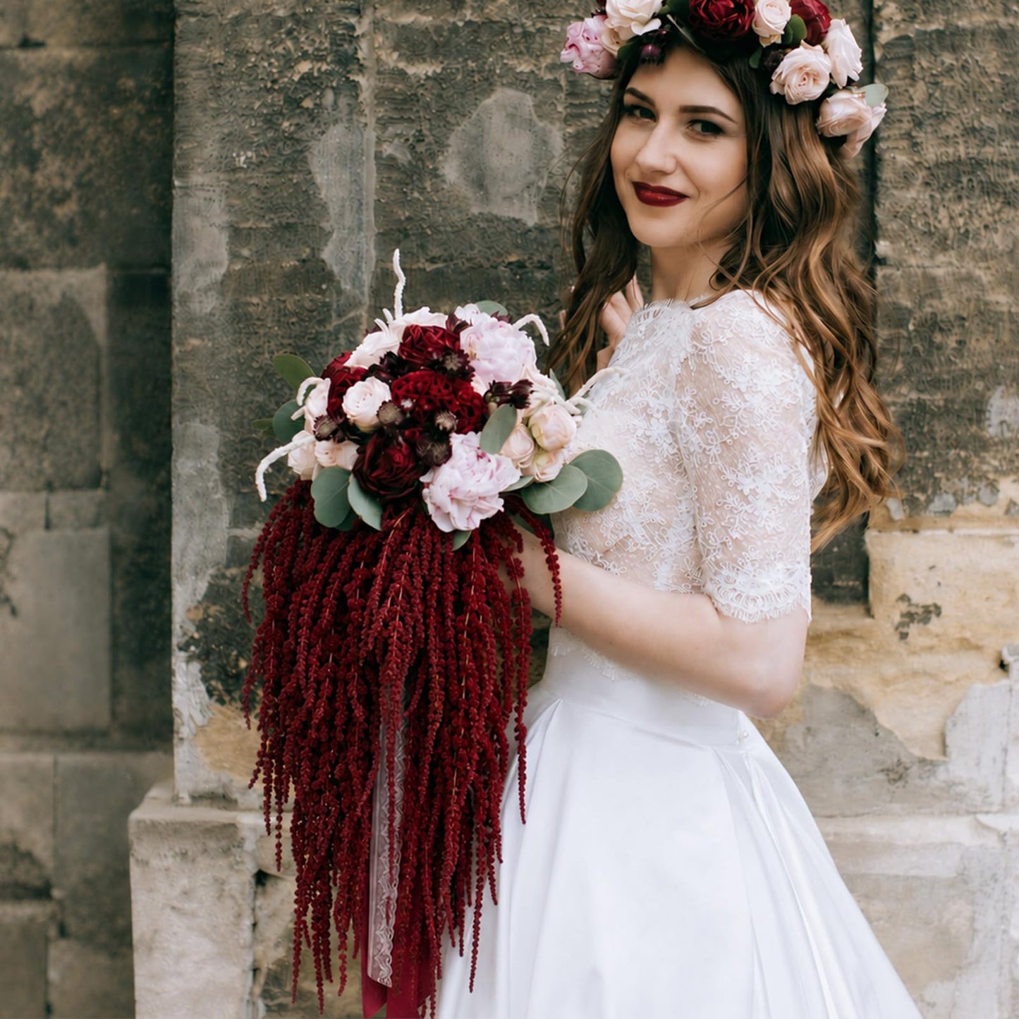 Suncalla 24 Pcs Brownish-red Spring Natural Dried Amaranthus Hanging Flowers Amaranthus Artificial Flowers for Wedding Arch Bouquet Floral Garland Wall Home Decoration (23 Inch)
