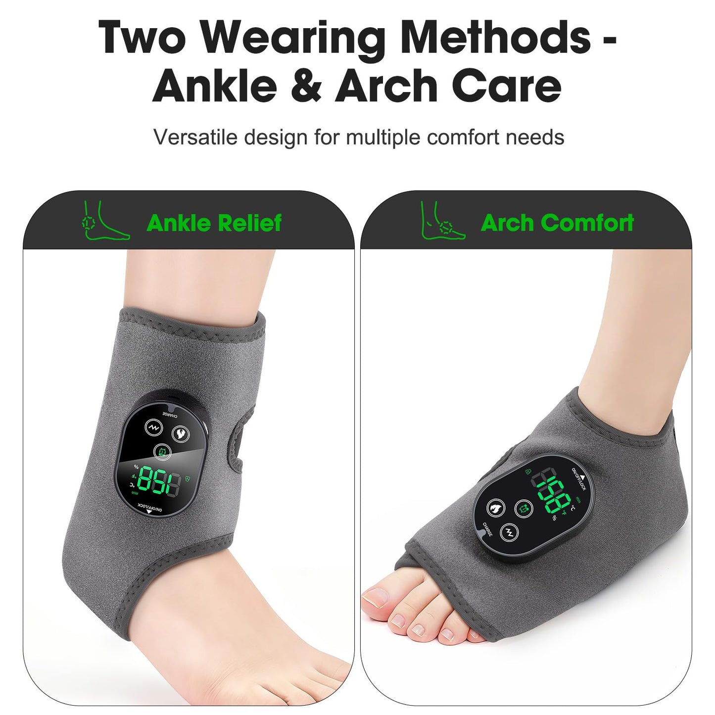 Cordless Ankle Massager for Pain Relief, Heated Foot Massager for Neuropathy, Foot and Ankle Massager with Heat, Ankle Heating Pad with Massage, HSA Eligible FSA, 6 Heats, 3 Massages, Single One