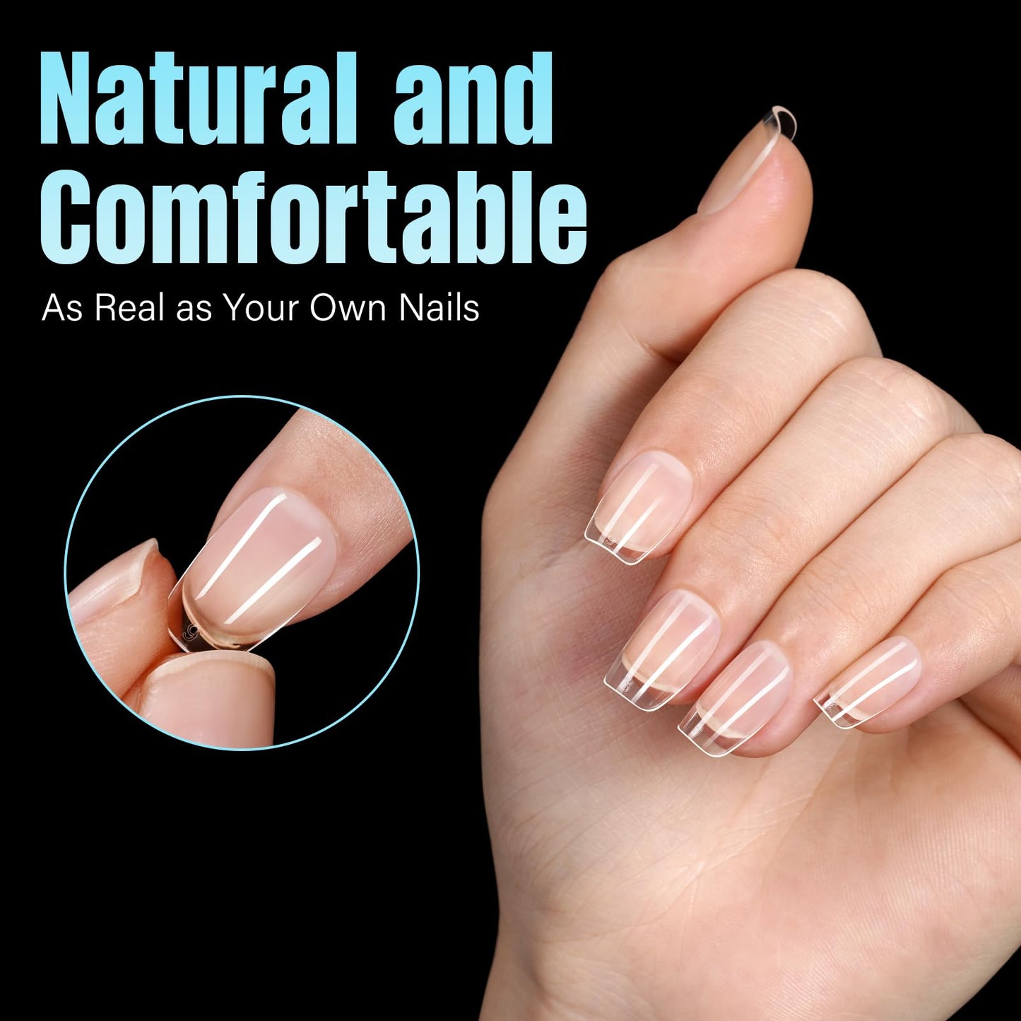 TOMICCA Short Nail Tips Extra Short Square Nail Tips, 192Pcs Fake Nails 12 Sizes Acrylic Clear Nails for Beginner and Professional DIY Gel Nails Salon