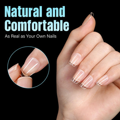 TOMICCA Short Nail Tips Extra Short Square Nail Tips, 192Pcs Fake Nails 12 Sizes Acrylic Clear Nails for Beginner and Professional DIY Gel Nails Salon
