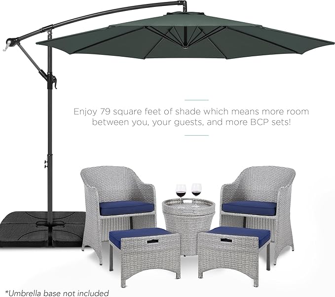 Best Choice Products 10ft Offset Cantilever Hanging Market Patio Umbrella, 8 Sturdy Ribs, Easy Adjustment - Slate