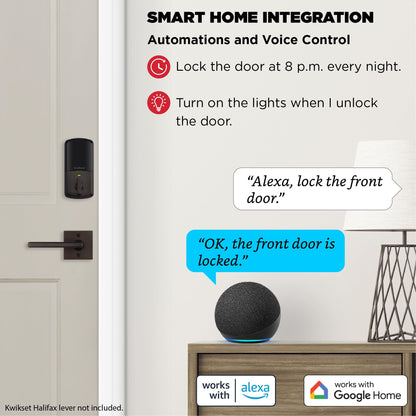 Kwikset Halo Wi-Fi Smart Lock, Keyless Entry Front Door Touchscreen Deadbolt, App Control, Grade AAA Certified, Easy Install No Hub, Venetian Bronze Finish, Digital Remote Lock