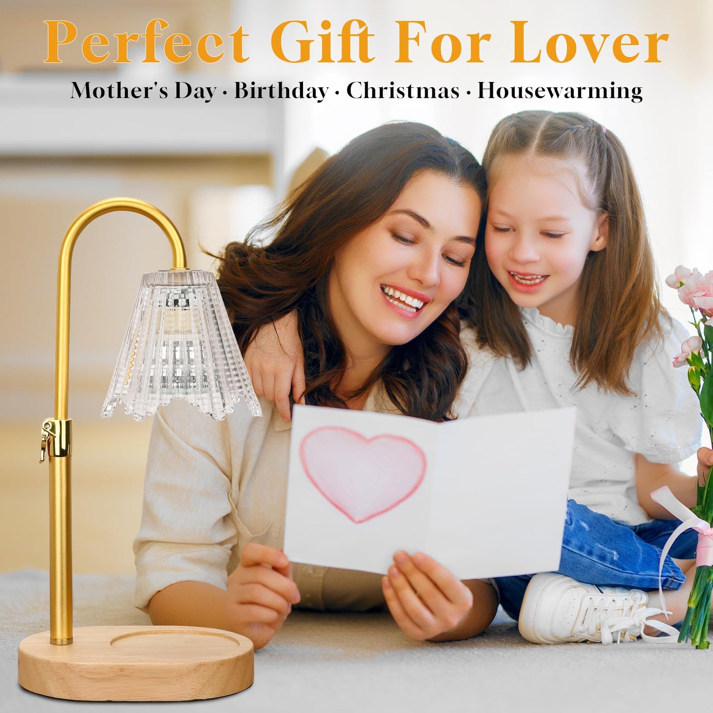 HUAEU Candle Warmer Lamp with Timer, Dimmable Candle Lamp Adjustable Height, Birthday Gifts for Mom Women, House Warming Gifts New Home Decor