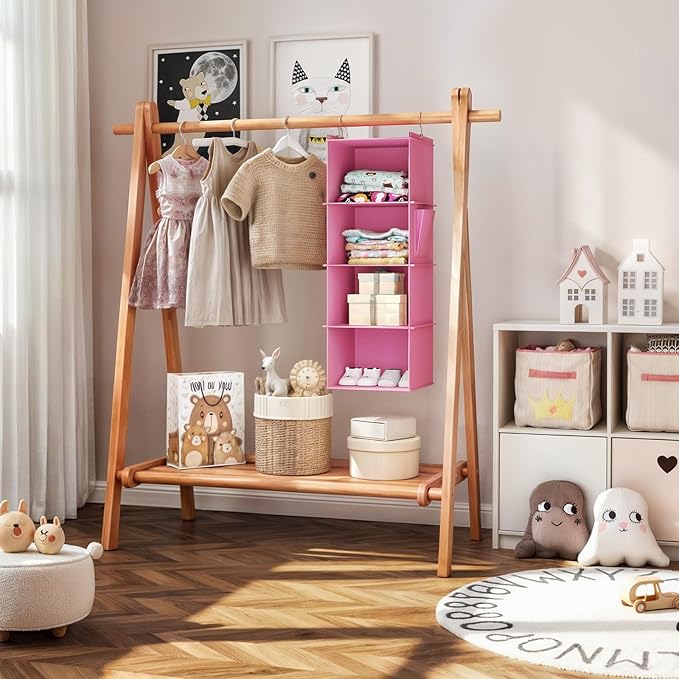 YOUDENOVA Hanging Closet Organizer, 4-Shelf Closet Hanging Storage Shelves