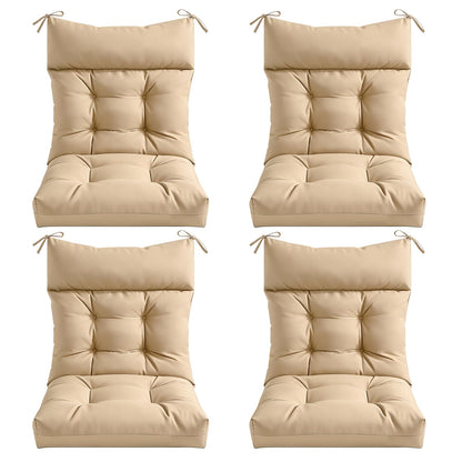 Gleom 4 Pcs Outdoor Patio Chair Cushions, Thick Seat Pads for Garden Furniture, Waterproof Non Slip Chair Cushions with Ties, Replacement Cushion Set for Porch, Yard, Balcony-Brown