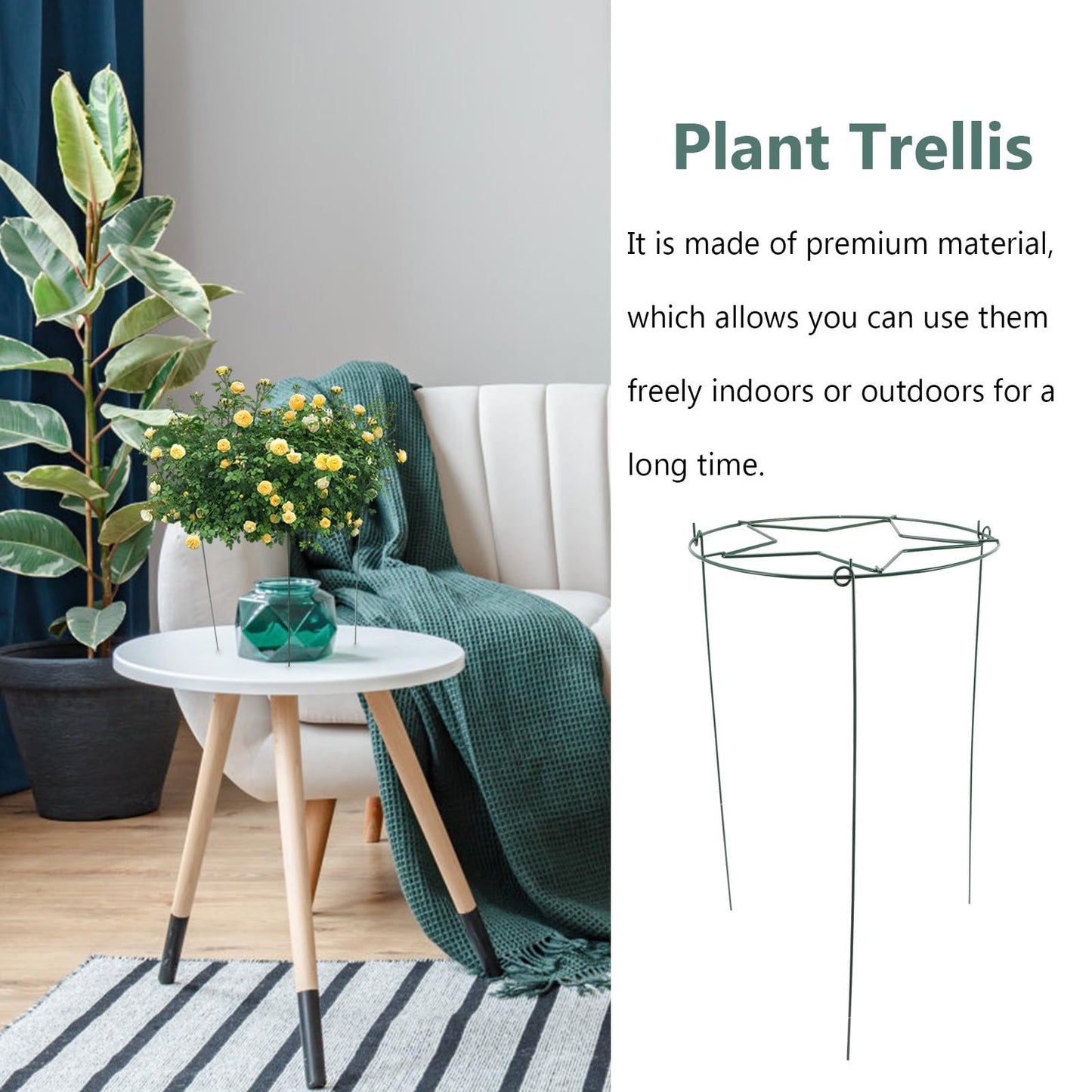 CATIEBYE Garden Vine Plant Trellis Climbing Support Rack 30x45cm Metal Frame Green for Indoor Outdoor Potted Plants