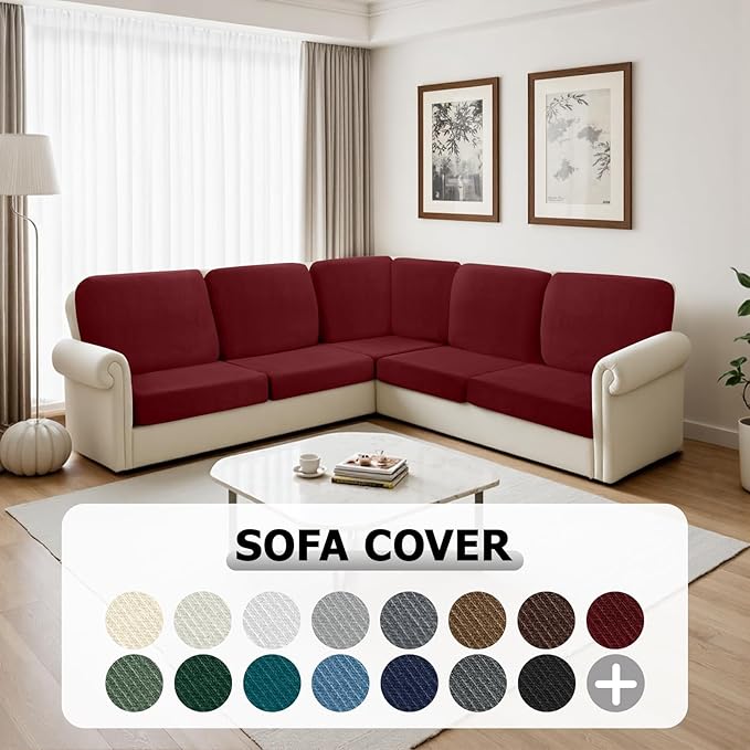 Arfntevss Velvet Sectional Couch Covers L Shape Couch Cushion Covers Slipcovers