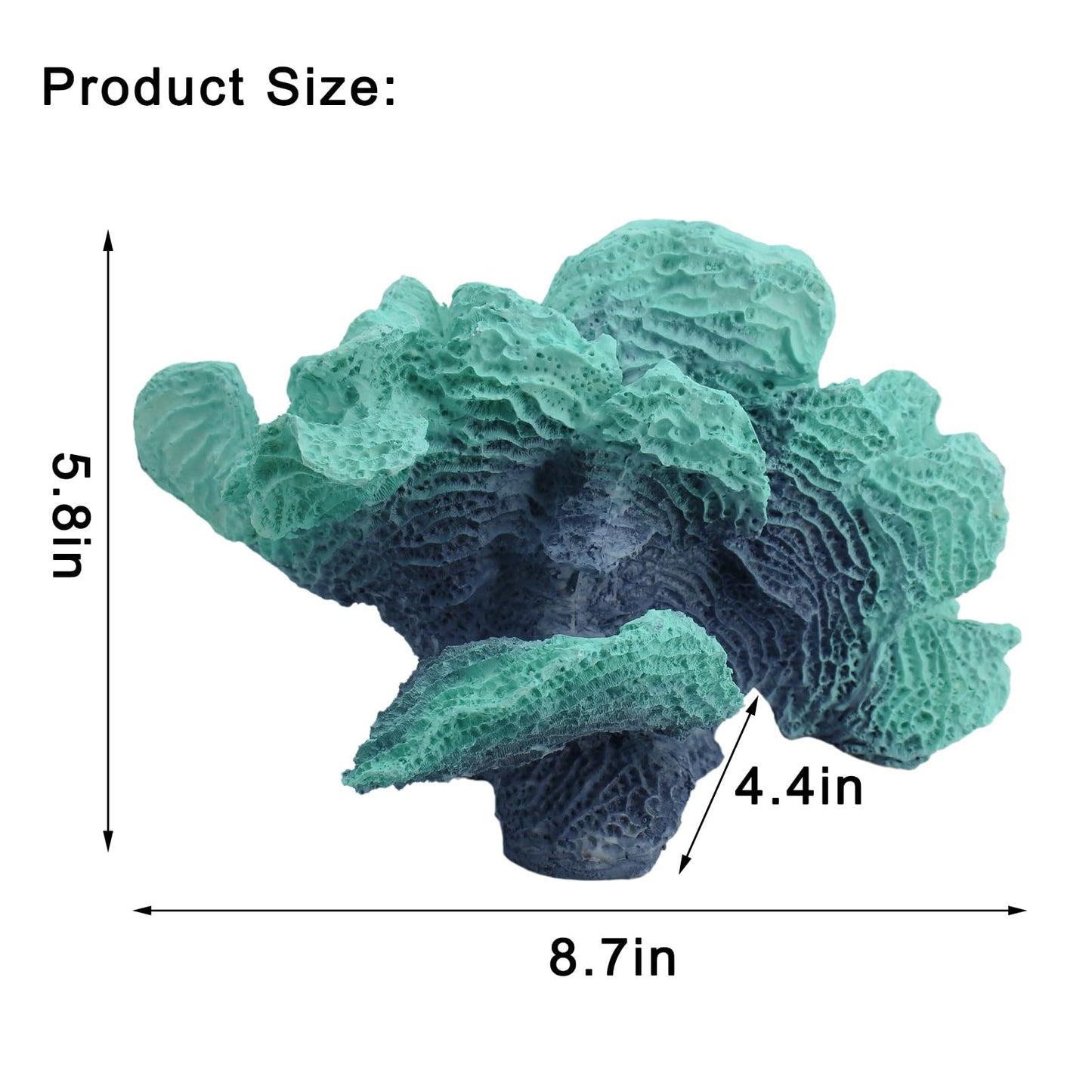 Afadorable Artificial Sea Coral Statue, Sculpture Home Decor Resin Nautical Coastal Decorations for Beach Themed Party Wedding Room Kitchen Table Shelf (Blue Green)