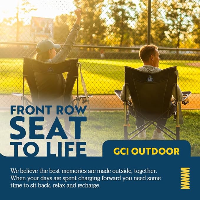 GCI Outdoor Comfort Pro Rocker Camping Chair | Portable Folding Rocking Chair with Durable Armrests & Drink Holder — Loden Green