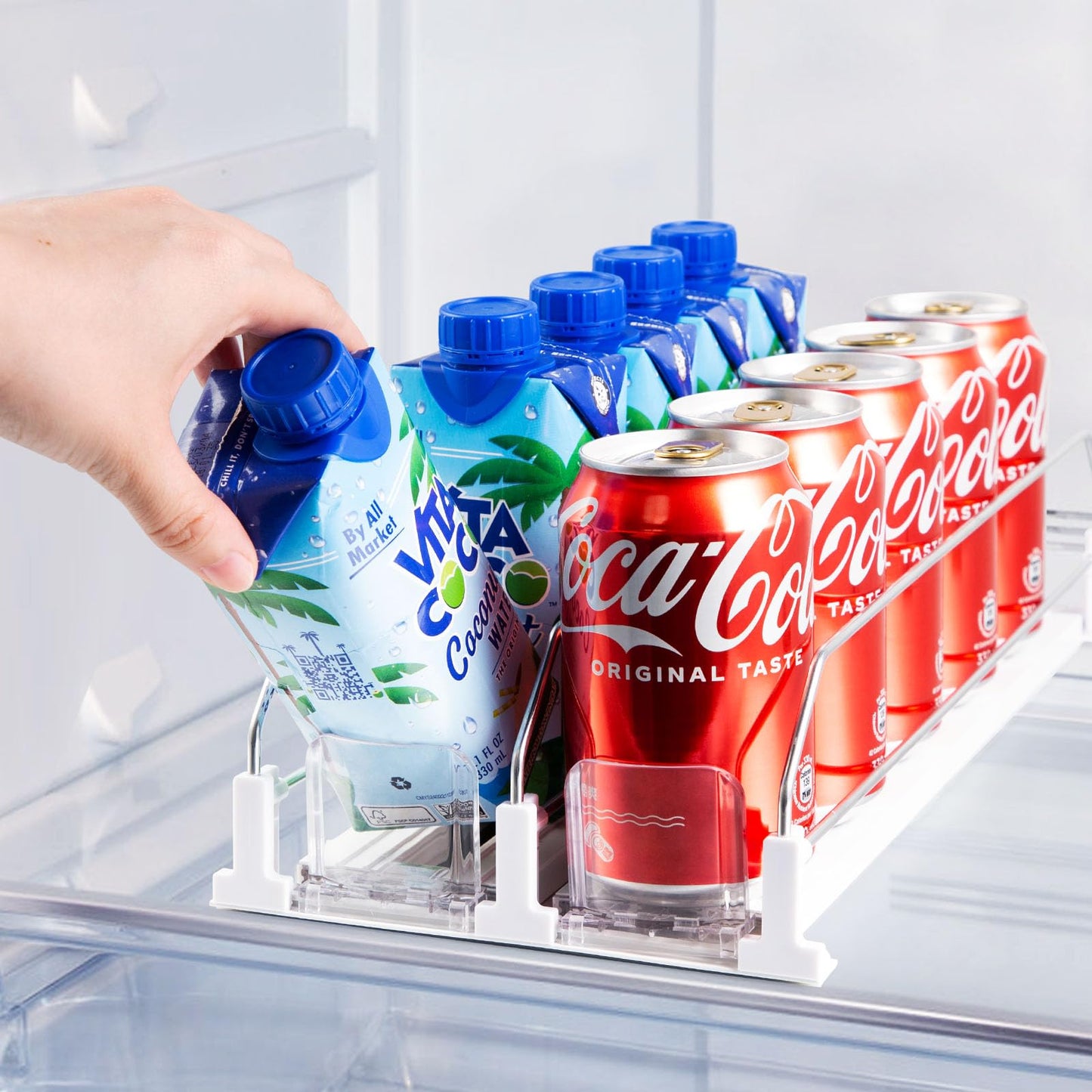 Drink Organizer for Fridge, Soda Can Dispenser for Refrigerator, Automatic Drink Dispenser for Fridge Holds up to 25 Cans, 5 Row