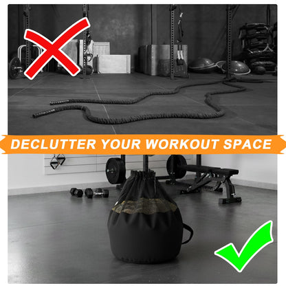 J Bryant Extra Large Battle Rope Storage Bag – Heavy-Duty Carry Sack for Training Ropes, Jump Ropes & Gym Accessories (Black)