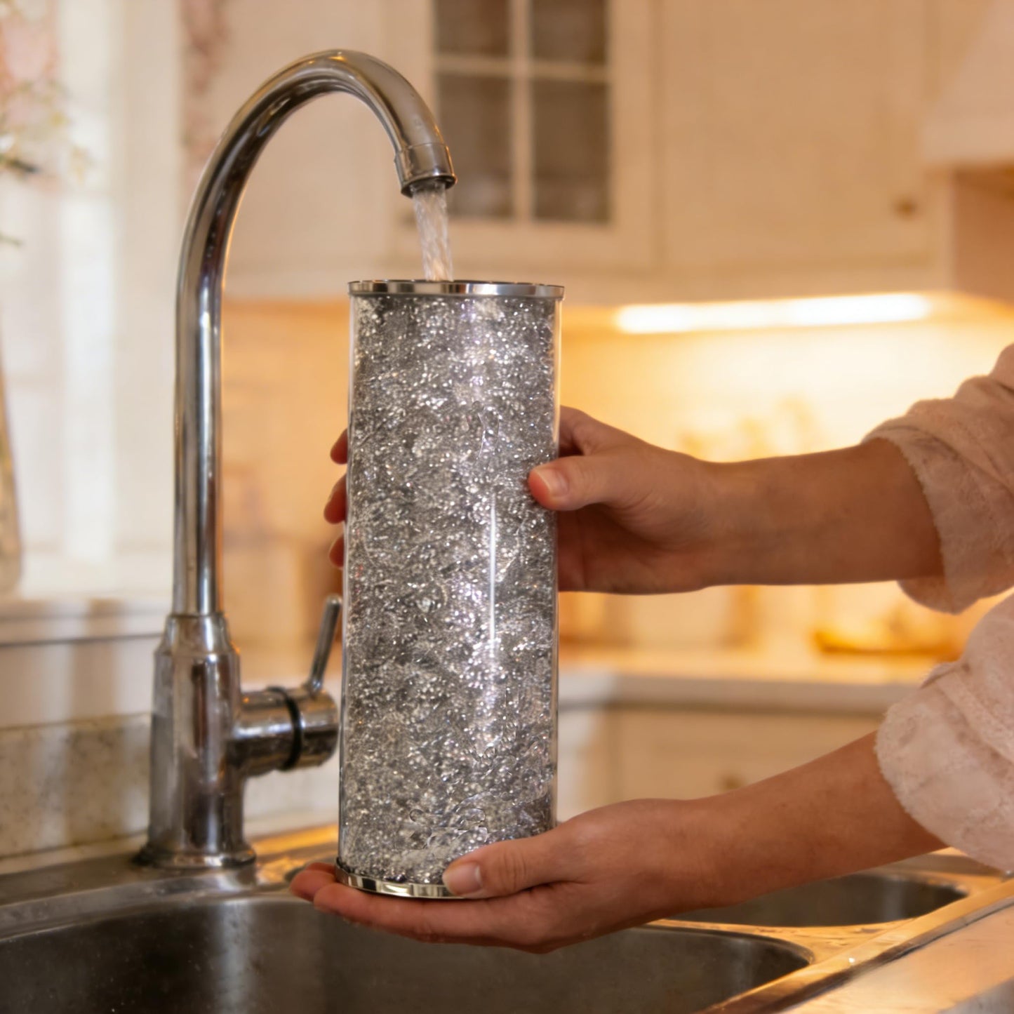 Silver Crystal Flower Vase, 10" Large Crushed Diamond Vase, Shiny Round Modern Luxury Decorative Glass Vases for Home Decor, Dining Table, Bathroom, Bedroom, Sofa Table, Wedding