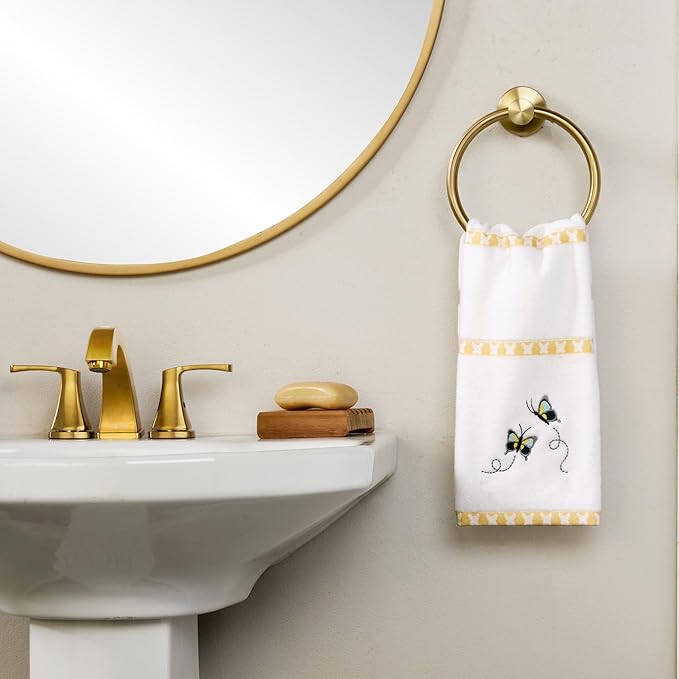 SKL Home Dancing Butterflies 100% Cotton Embroidered 2pc Hand Towel Set