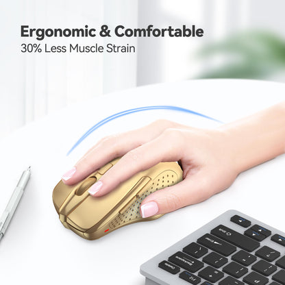 TECKNET Wireless Mouse, 2.4G Ergonomic Optical Mouse, Computer Mouse for Laptop, PC, Computer, Chromebook, Notebook, 6 Buttons, 24 Months Battery Life, 2600 DPI, 5 Adjustment Levels