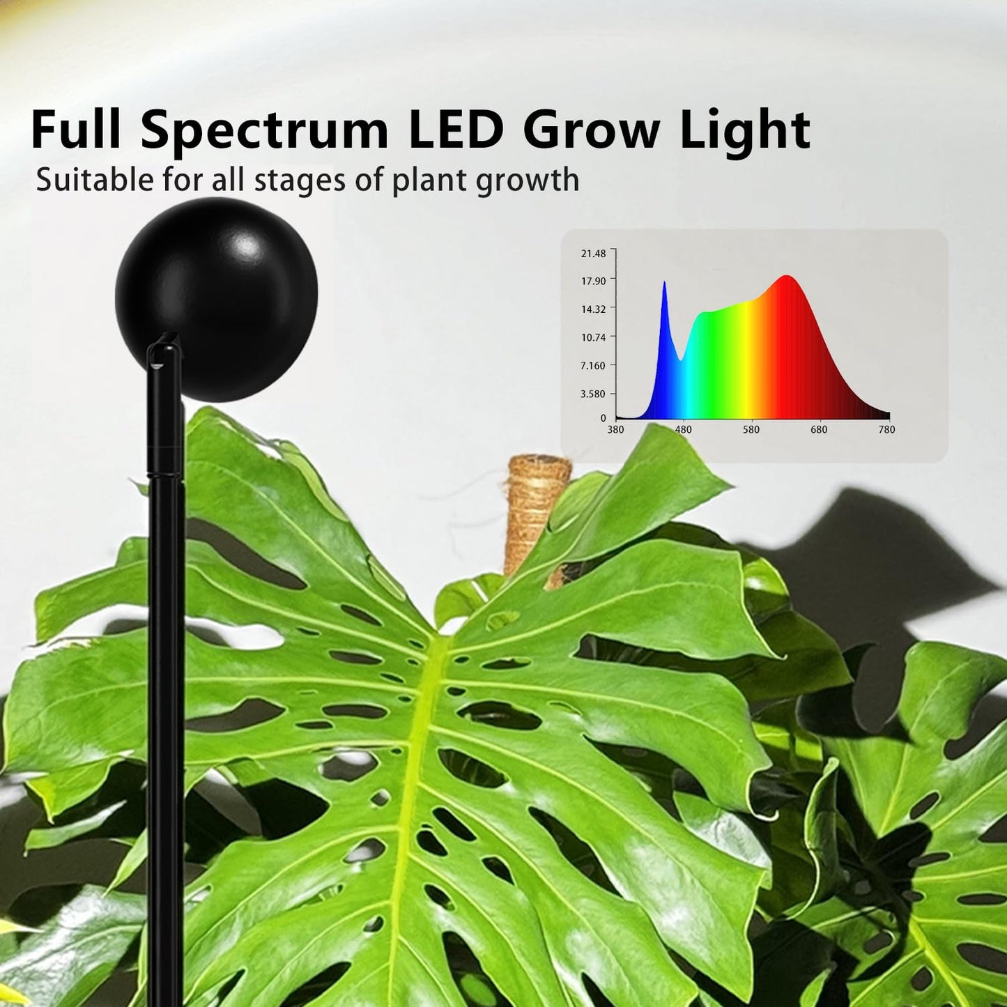 LYCereal Standing Grow Light with Timer 4/8/12H, 20W Full Spectrum Vertical Grow Lights for Indoor Plant Growing, Wide Coverage, 5.24FT to 6.88FT Height Adjustable, Ideal for Large Tall Plants