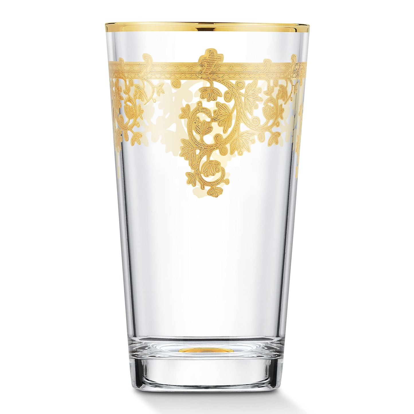 Set of 4 Embellished 24K Gold Crystal High Ball Tumbler-MADE In Italy