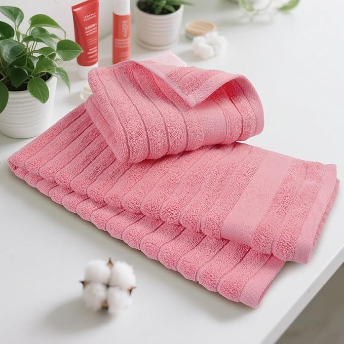 Jacquotha 2-Pack Hand Towels for Bathroom Ribbed – Cotton Face Towel for Women