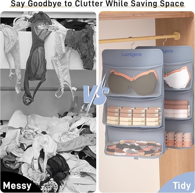 Sock & Underwear Storage Organizer, Hanging Closet Organizer