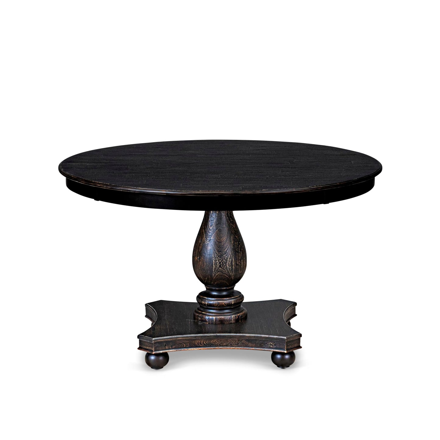Luxe by East West Furniture FE2-11-TP - Mid Century Dining Table with Acacia Wood Round Tabletop, Sand Blasted Black Finish
