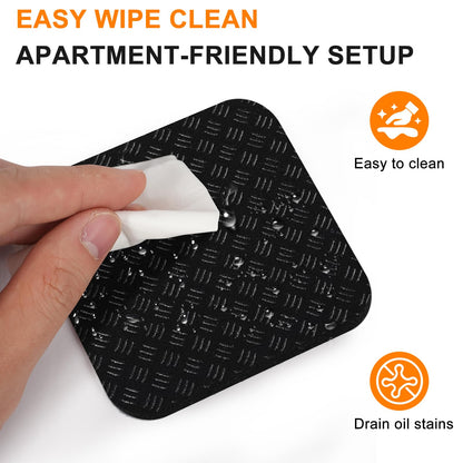 Compact Silicone Treadmill Mat, Non-Slip Shock Absorbing Pad, Floor Protector for Home Gym Equipment, Easy to Clean, Anti-Vibration, Prevents Floor Damage (4, 3.94x3.94x0.2inch)
