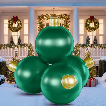4 in 1 18 Inch Inflatable Christmas Balls Large Inflatable Christmas Ornaments Blow up Xmas Ornaments for Outside Holiday Yard Lawn Porch Decor-Green