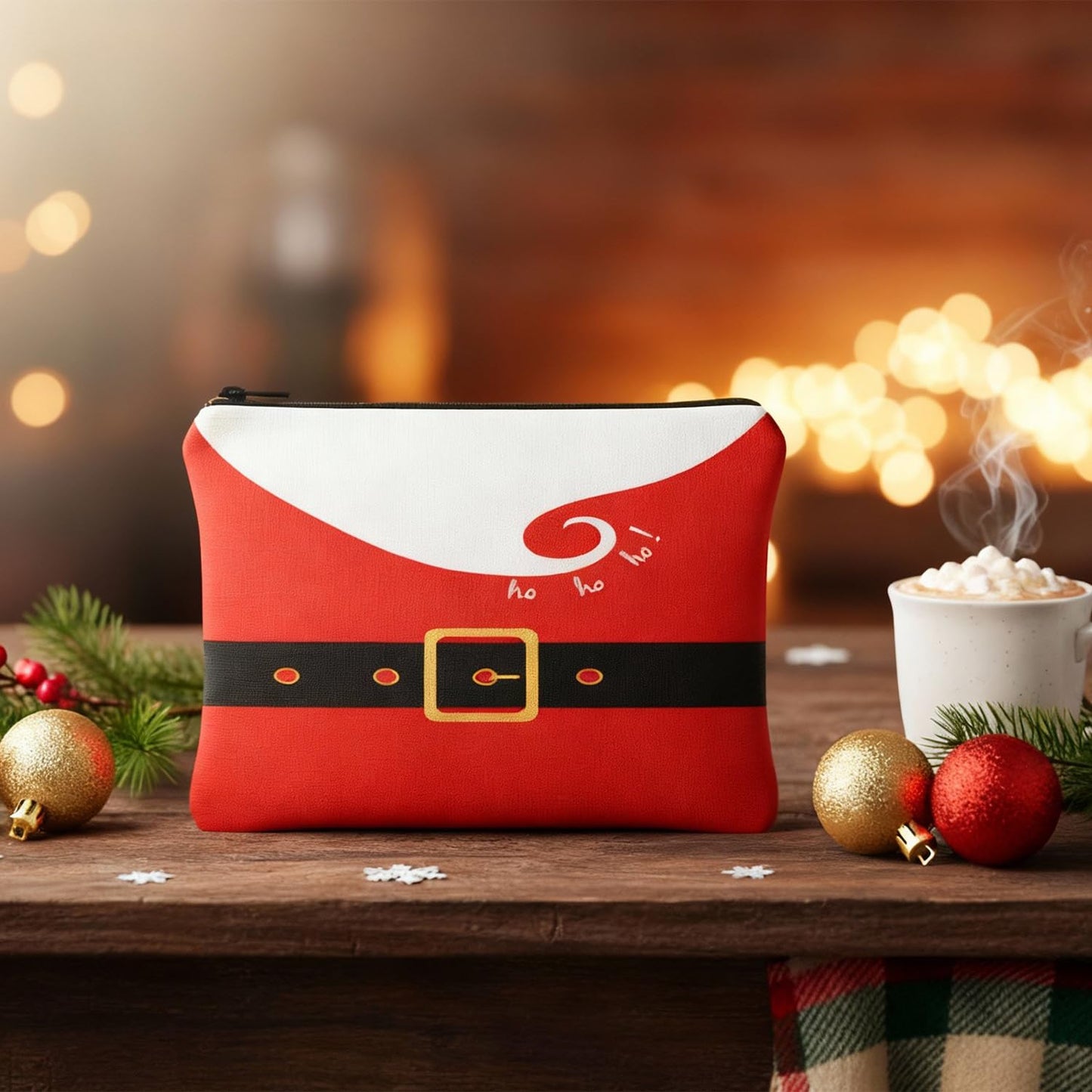 Shinylin 20 Pcs Christmas Makeup Bags Bulk for Women Christmas Cosmetic Bags Santa Claus Suit Print Cosmetic Pouch Travel Toiletry Organizer Holiday Gifts for Family Friends Xmas Party Accessories