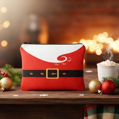 Shinylin 20 Pcs Christmas Makeup Bags Bulk for Women Christmas Cosmetic Bags Santa Claus Suit Print Cosmetic Pouch Travel Toiletry Organizer Holiday Gifts for Family Friends Xmas Party Accessories