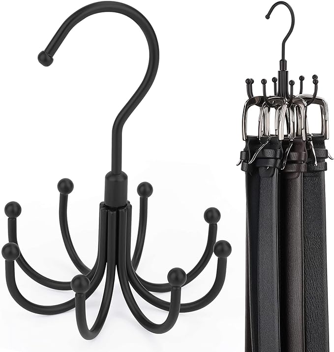 ZEDODIER Belt Hanger, 4 Pack Rotatable Belt Rack Closet Accessories Organizer