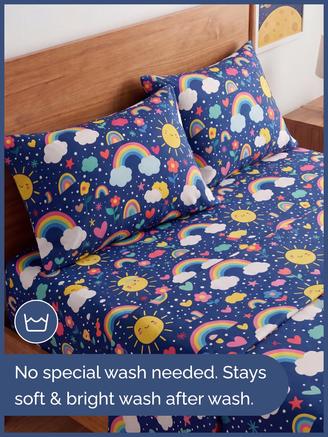 CGK Unlimited Kids Rainbow Sky Full 4 Piece Sheet Set - Boys, Girls, Teens, Toddler - Easy Fit Deep Pockets - Soft, Cooling & Breathable Sheets - Cute, Cozy, Fade and Wrinkle Free - Machine Washable