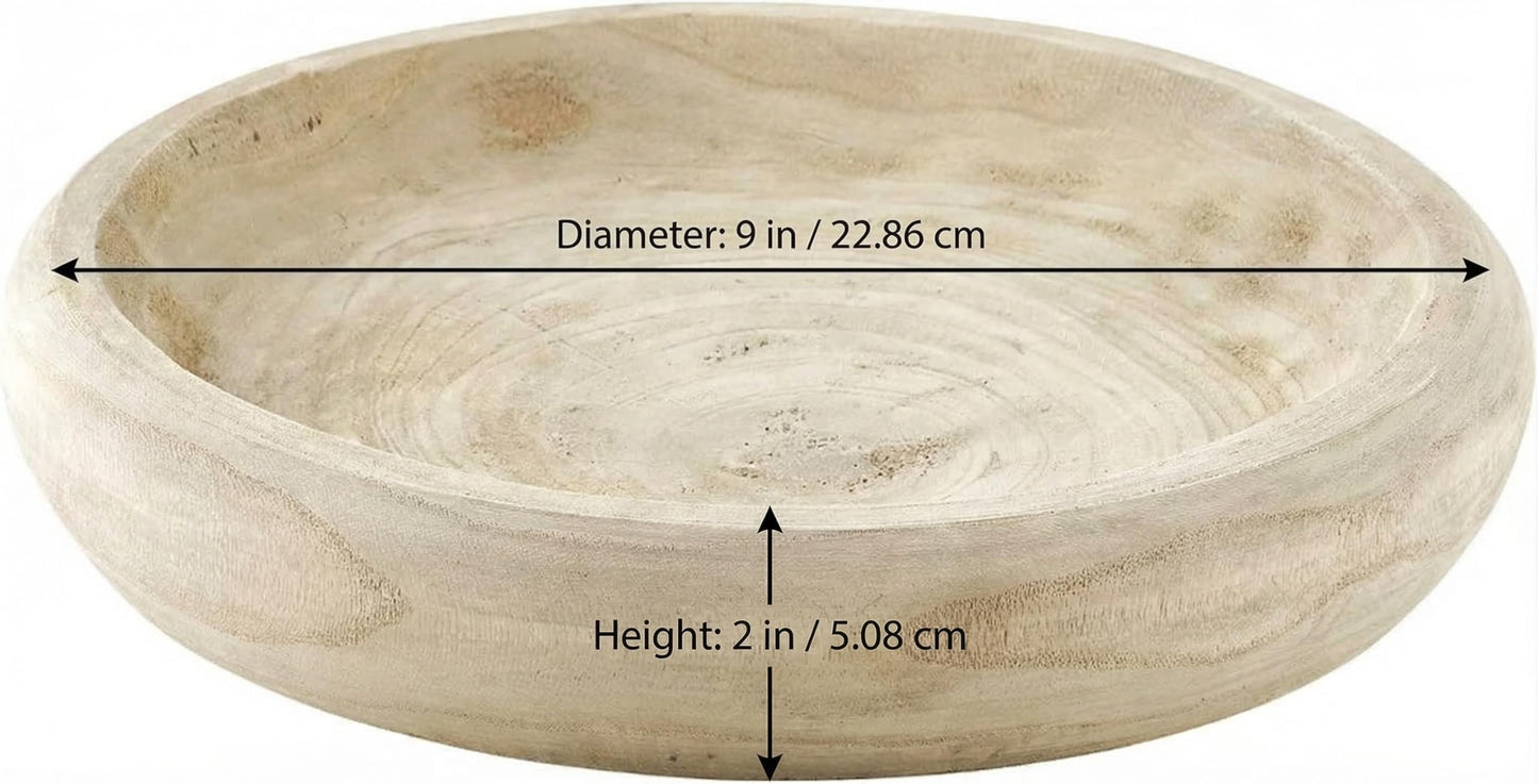 BOLTCORRSE Wooden Decorative Bowl – Hand Carved Natural Wood Fruit Bowl, Rustic Farmhouse Dough Bowl Decor, Wooden Serving Bowl for Coffee Table, Entryway Key Bowl or Kitchen Centerpiece