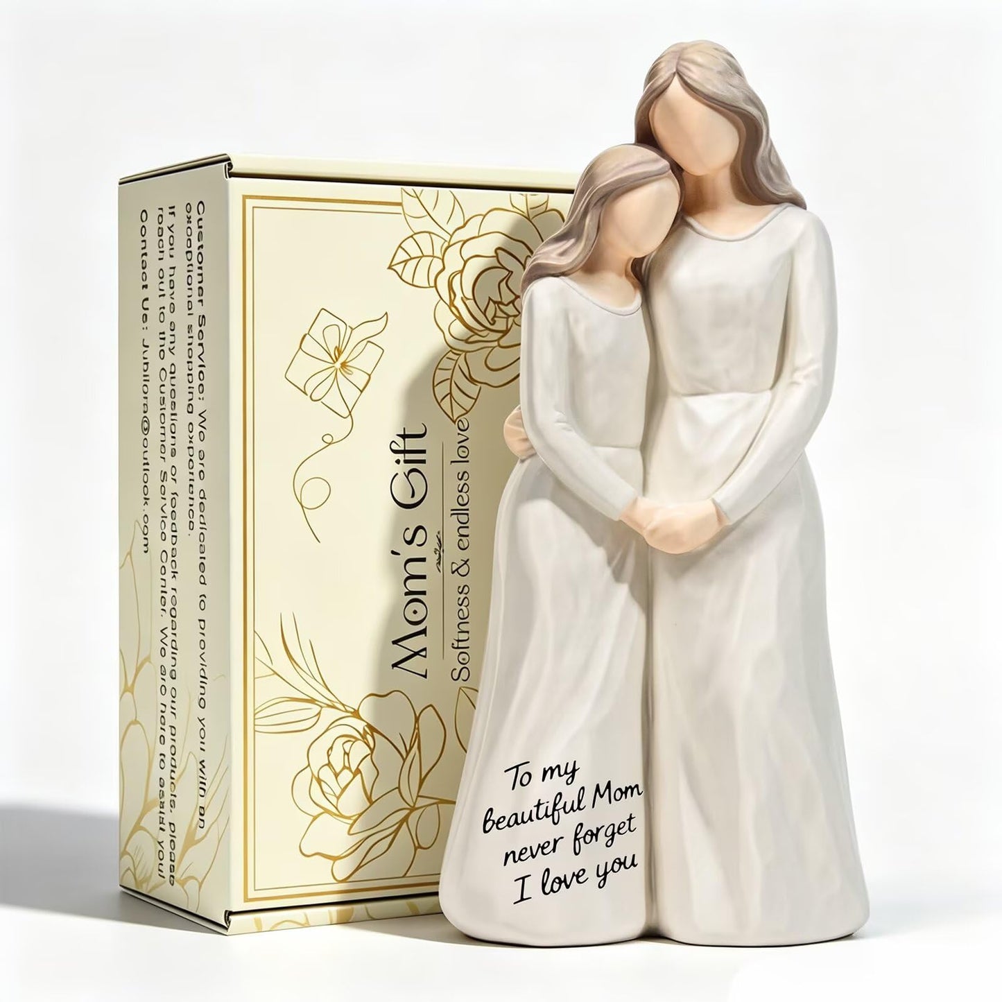 Mom Birthday Gifts from Daughter,7.48" Mother Daughter Figurine, Mother's Day, Thanksgiving,Christmas Day Gift for Mom, Birthday Gifts for Mother Women Grandma,Home Tabletop Shelf Decor,White,Resin