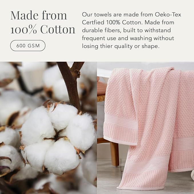 NY Loft 100% Cotton Bath Towel 4 Pack | Super Soft & Absorbent Quick-Dry Bath