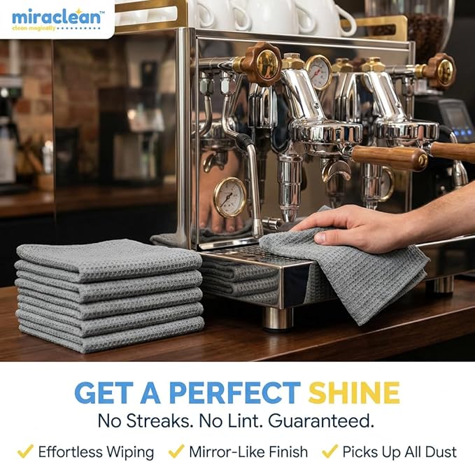 Waffle Weave Microfiber Towel, 12 x 12 inches, Barista Towels, Lint Free Cloth