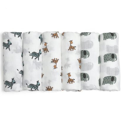 GLLQUEN BABY Muslin Squares Cloth for Baby, 6pack 70cm x 70cm Cotton Burp Cloths for Newborn, Absorbent & Breathable and Ideal to Clean, Wipe & Cover Newborns