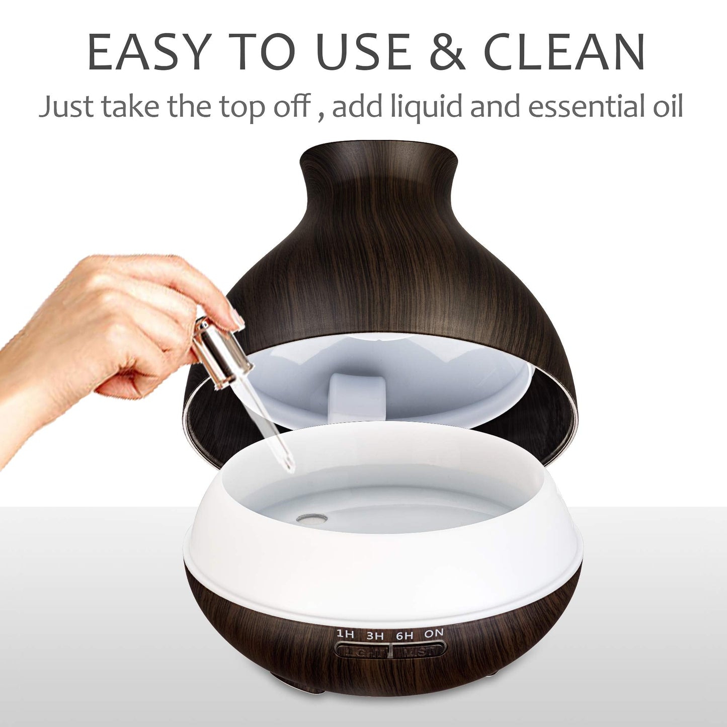 BZseed Aromatherapy Essential Oil Diffuser 550ml 12 Hours Wood Grain Aroma Diffuser with Timer Cool Mist Humidifier for Large Room, Home, Baby Bedroom, Waterless Auto Shut-off,7 Colors Lights Changing