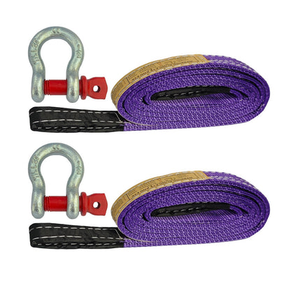 HENBOW Lifting Straps with D Ring Shackle for Hoist,6.5FT× 1In Heavy Duty Flat Lift Sling Web 8800 lbs Capacity，Web Sling Car Tree Saver Winch Recovery