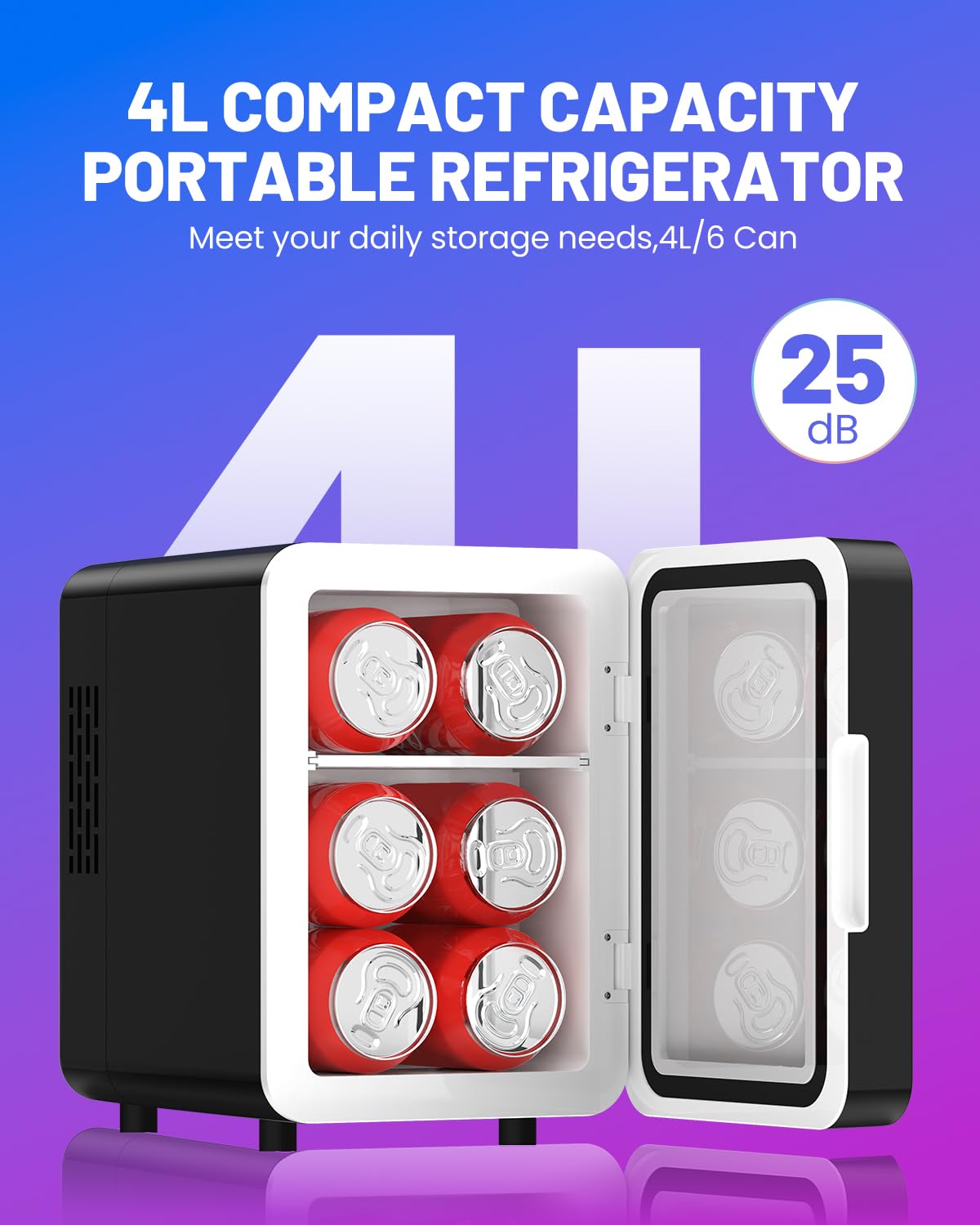 Skincare Fridge With Dimmable LED Light Mirror, 4L Mini Fridge For Desktop, Travel or Cool & Heat, Makeup Fridge for Cosmetics, Skin Care and Food, Green