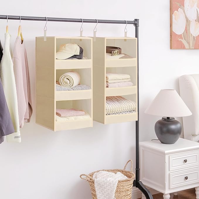 GRANNY SAYS 3 Shelf Hanging Closet Organizers and Storage, Collapsible Closet