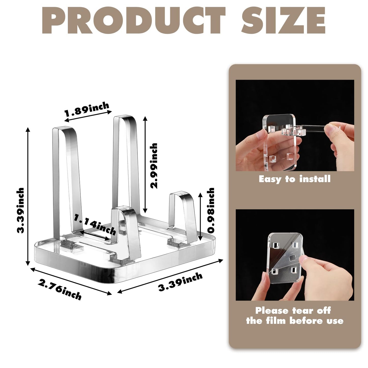 Yalikop 4 Pcs Rock Display Stand Clear Acrylic Mineral Geode Display Stand Square Picture Holder for Fossil Coral Geodes Rock Mineral Agate Small Collectibles (3.74 x 2.76 x 3.39 Inch)